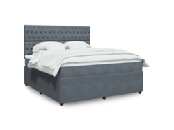 Cama Box Spring Con Colchón Terciopelo Gris Oscuro 180x200 Cm