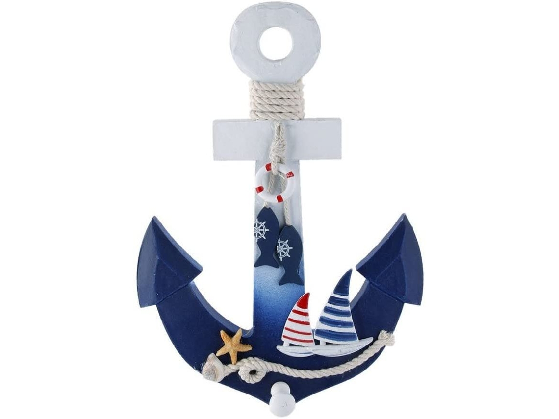 Juego de barco y ancla náutico artesanal de madera, elegante decoración playera para el hogar, ideal para habitaciones de estilo mediterráneo, 1 pieza Kofihety