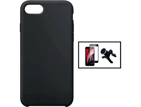 Kit Carcasa + Protector de Pantalla GorilaGlass + Soporte Magnético con Pernas iPhone SE 2022 G4M Negro