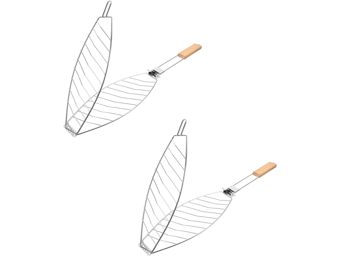 Cesta plegable de 2 piezas para pescado, ideal para asar a la parrilla al aire libre.