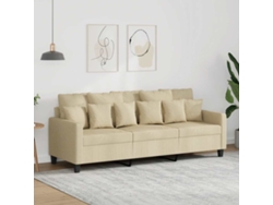 Sofá De 3 Plazas | Sofá De Salón | Sofá De Descanso De Tela Crema 180 Cm