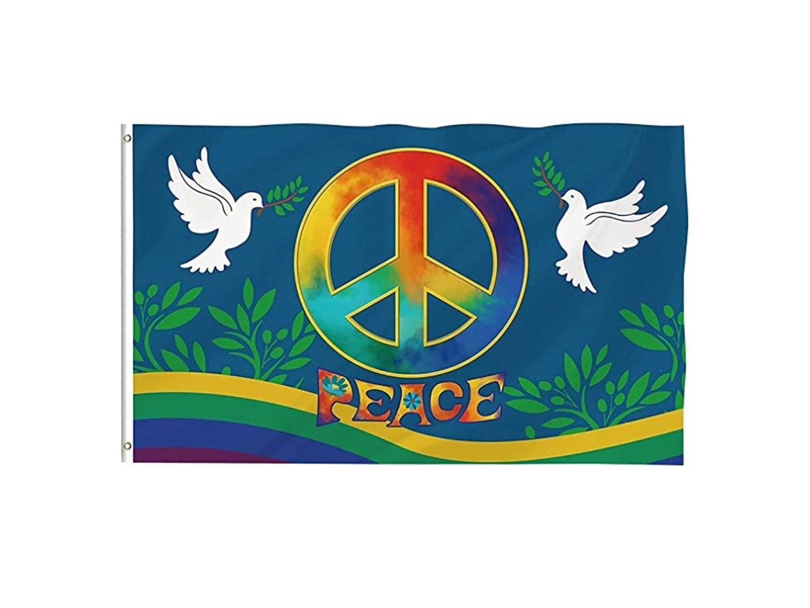 Bandera de la Paz Mundial de 90 x 150 cm, grande, de poliéster, para parques infantiles CHABERLU