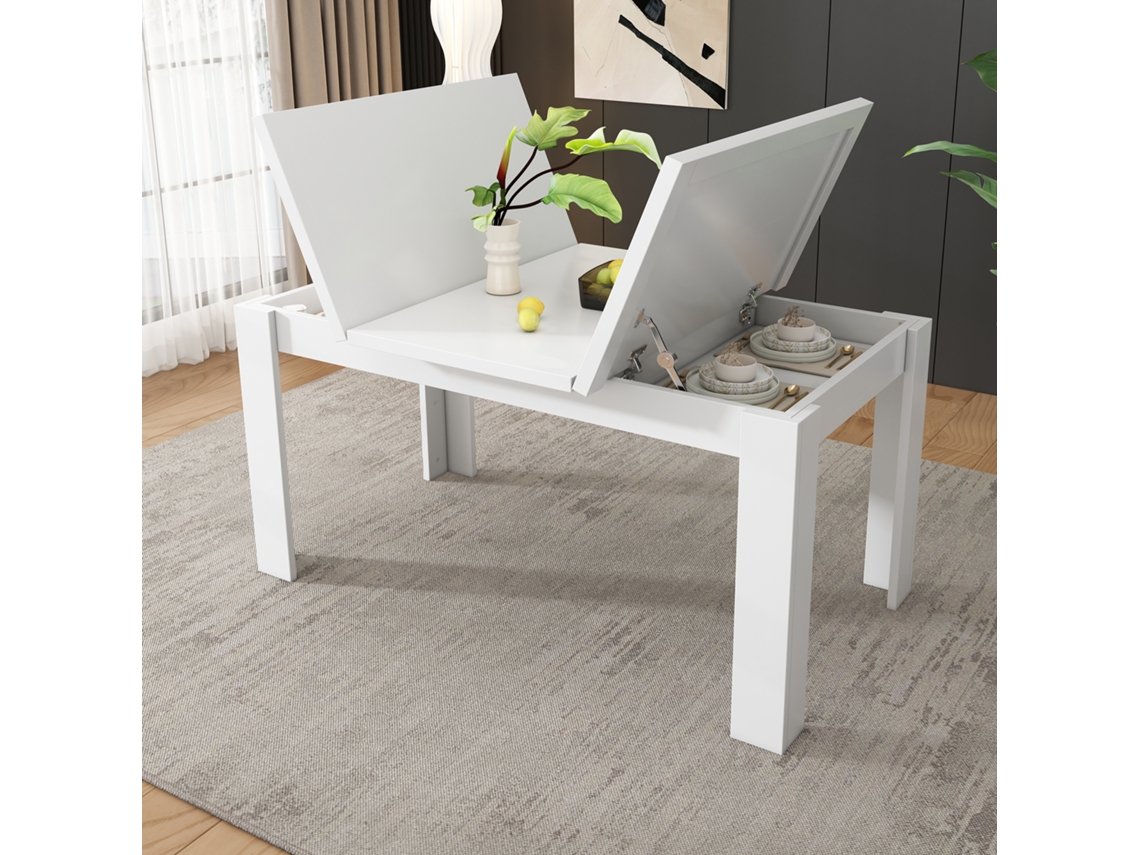 Mesa De Comedor De 120*70 Cm Con Espacio De Almacenamiento, Ahorra Espacio, Multifuncional.