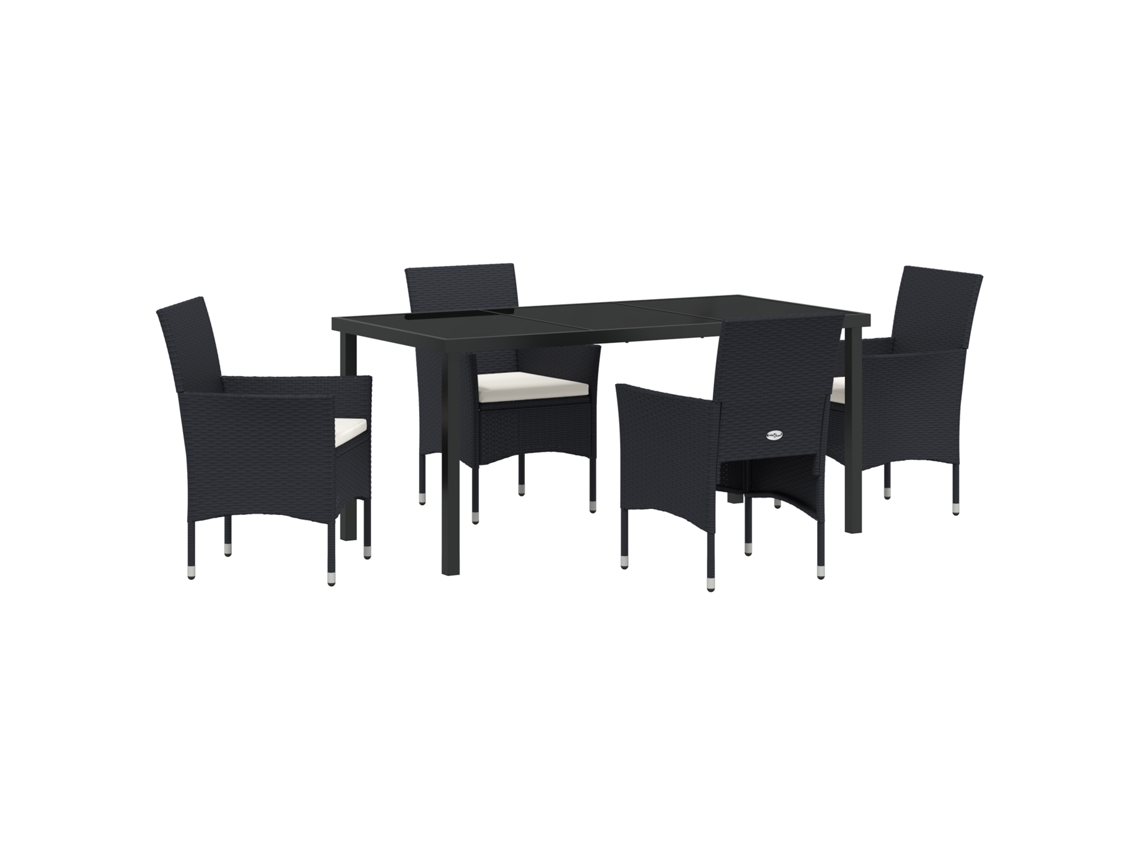 Conjunto de comedor de jardín vidaXL de 5 piezas en ratán sintético negro