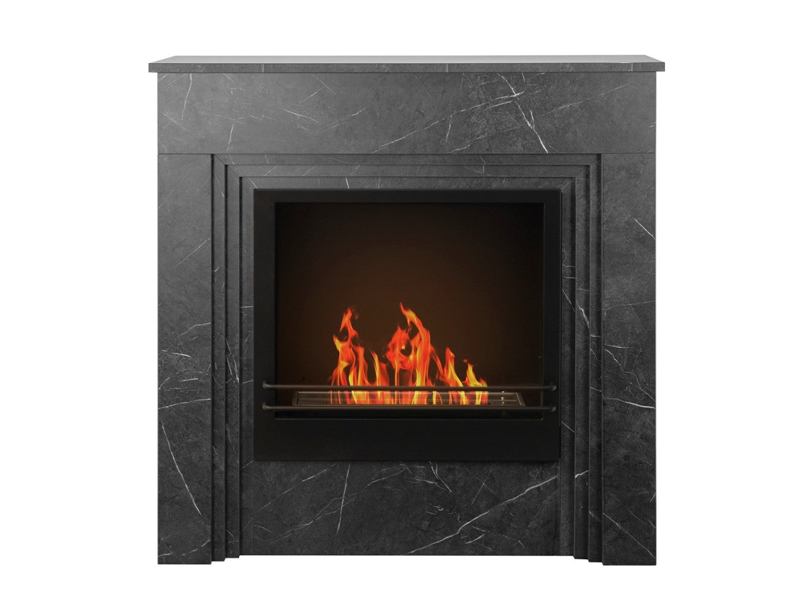Chimenea de suelo Bellini con bioetanol de madera efecto mármol, Toto, fabricada en Italia, 96 x 35 x 96 cm