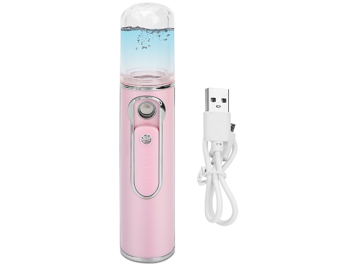 Spray Facial Rechargeable Usb Nano Humidificador Rosa Para Hidratación Profunda Y Portátil