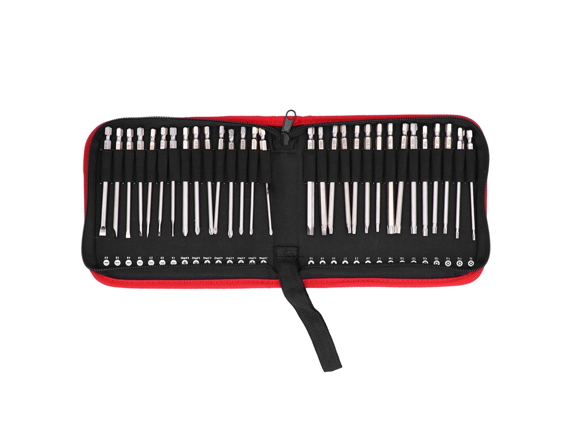 Kit De 30 Pontas De Parafusadeira Magnéticas Com Estojo Fixação Slot E Star Aço 150mm