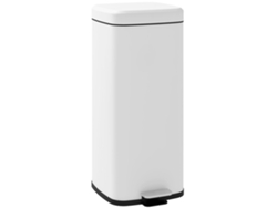 Cubo de basura de cocina de 30 litros con tapa de cierre suave, pedal y cubo interior blanco.