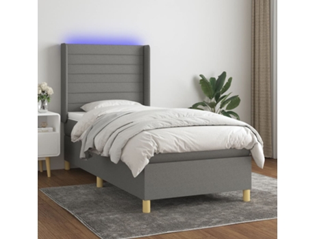 MAISON EXCLUSIVE Cama con somier con colchón y LED 90x190 cm tela gris oscuro