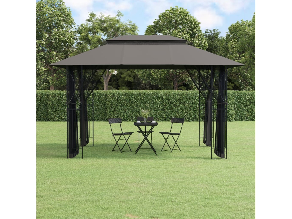 Cenador con paredes laterales 400x300x270 cm acero antracita Wsd513441 Lovely Home