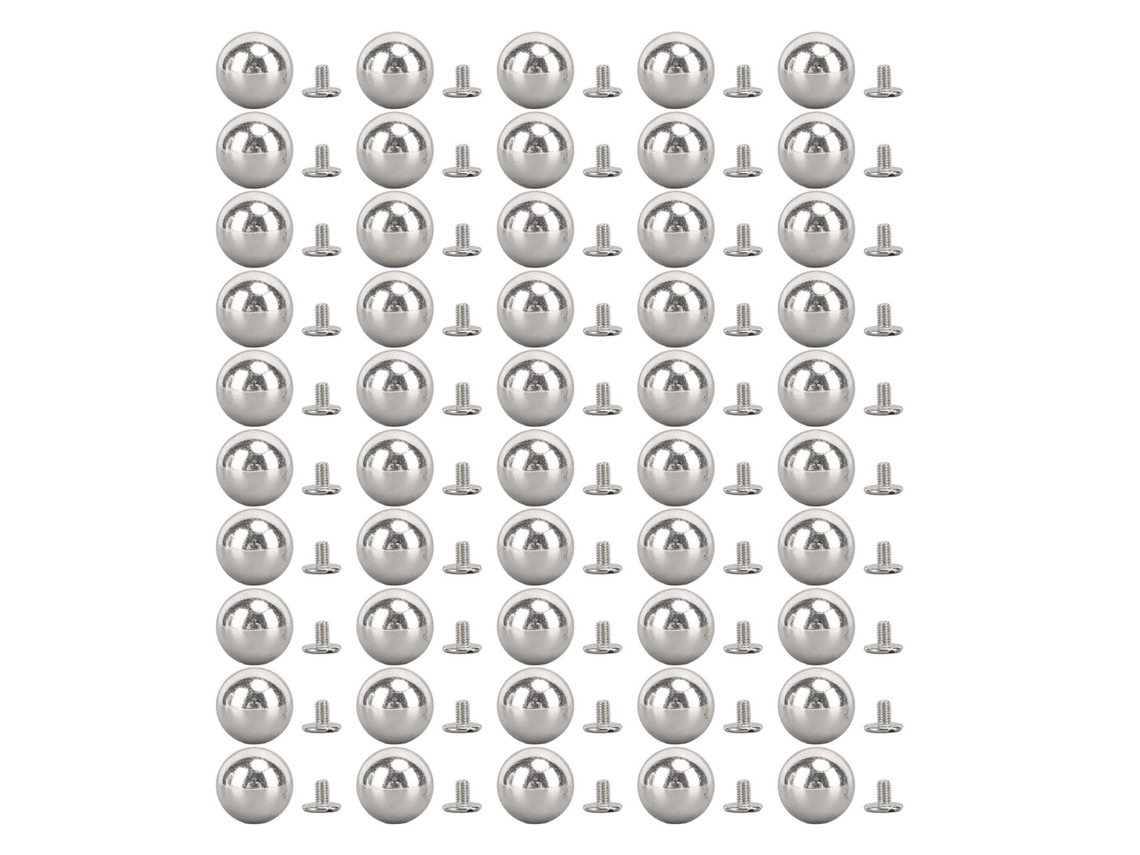 50 Conjuntos Rebites Esféricos 15mm de Metal Sólido para Artesanato Couro Roupa Sapatos
