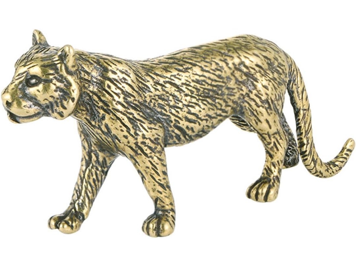 Figura De Tigre De Latón Macizo, Decoración De Escritorio Única, Accesorio Para El Hogar Y La Oficina.