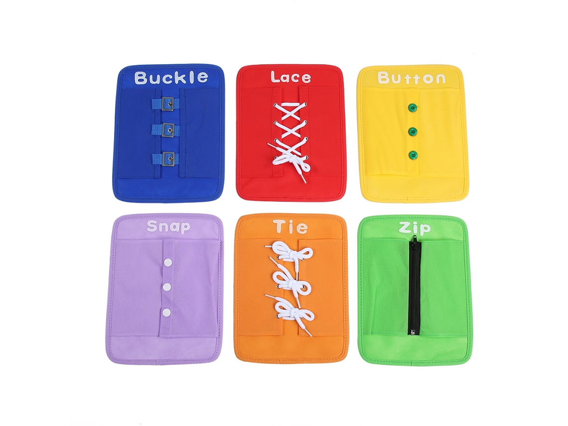 Kit de Aprendizagem com 6 Peças, Incluindo Placa de Habilidades Básicas, Botão Inteligente Brinquedo Fivela Ziper para Crianças