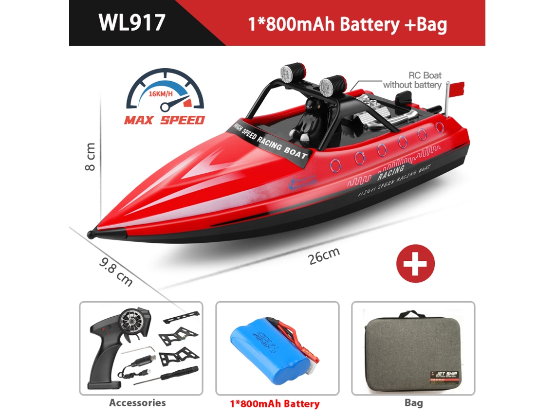 Barco RC eléctrico de 2,4 G, de alta velocidad, impermeable, con control remoto, color rojo. Aeuzwr