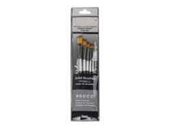 Juego De 5 Pinceles De Nailon Con Cuerpo De Cobre Y Mango De Madera Para Acuarela Y Pintura.