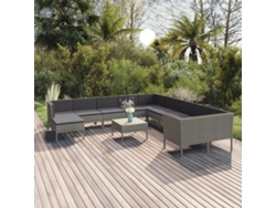 Conjunto de jardín de 12 piezas con cojines en mimbre gris, DKD Home Decor