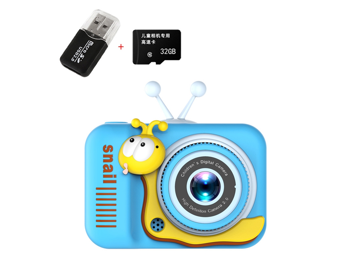 Câmera Infantil Mini Câmera Digital De Desenho Animado Com Lentes Duplas É Com Cartão De 32g (azul) Czhhmart