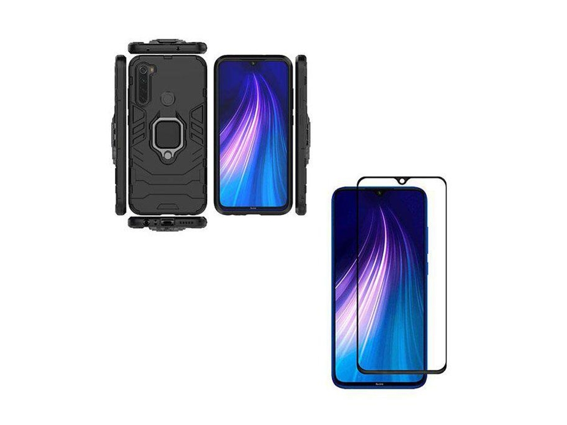 Kit de película de vidrio de cubierta completa 5D y cubierta de defensa militar 3x1 para Xiaomi Redmi Note 8T