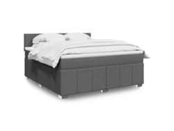 Cama Box Spring Con Colchón Tela Gris Oscuro 180x200 Cm