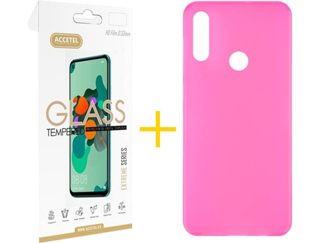 Kit Funda + Protector de Pantalla Huawei Y7 2019 ACCETEL Liso 2 Rosa