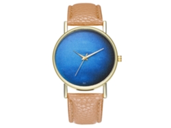 Reloj De Cuarzo Unisex Con Correa De Cuero Pu, Dial De Cielo Estrellado, Casual Y Fashionable (beige)