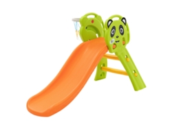 Tobogán infantil Joyz 2 en 1 de plástico verde y naranja con aro de baloncesto, para niños de 3 años