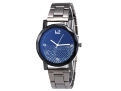 Reloj De Pulsera Para Parejas Con Elegante Brazalete De Acero Y Marco Redondo Azul.