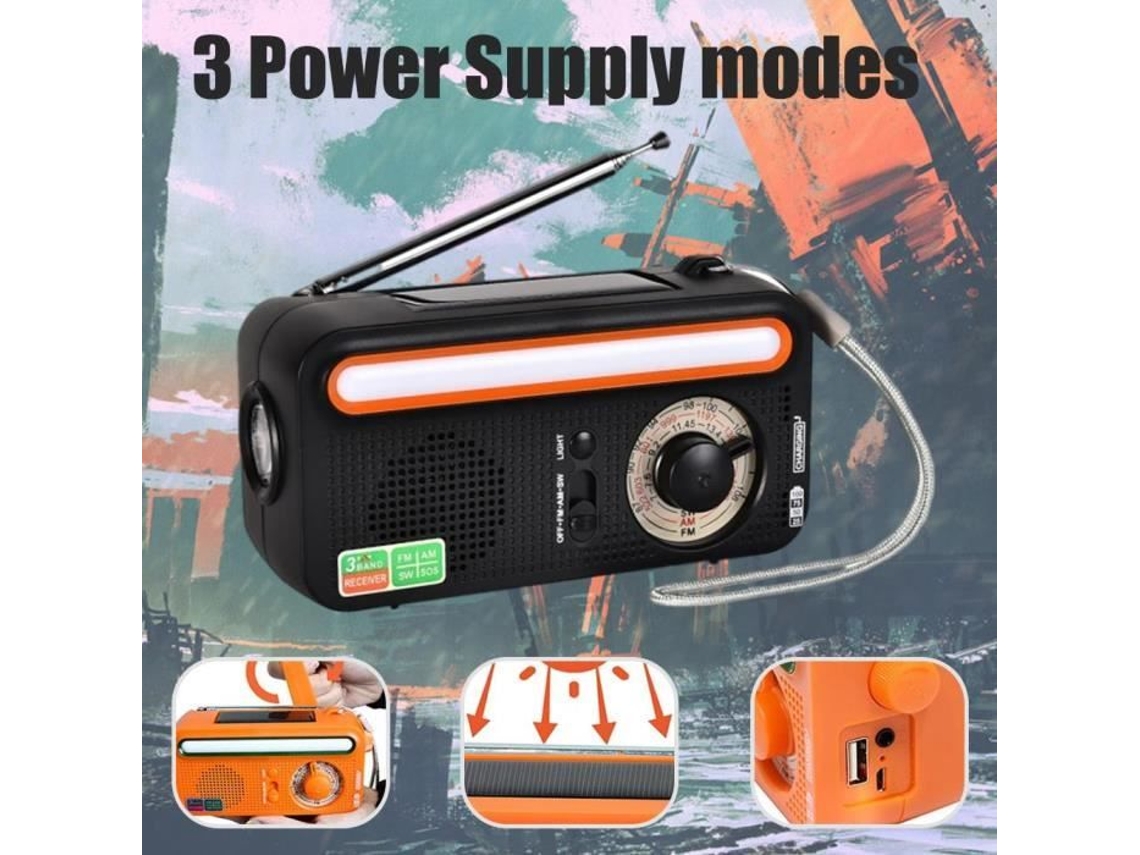 Radio de Emergencia HURRISE Radio Portátil con Manivela Solar Am Fm WB Radio Dinamo Multibanda con Función de Video Separada