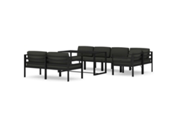 Juego de 8 sillones de jardín con cojines de aluminio antracita MAISON EXCLUSIVE