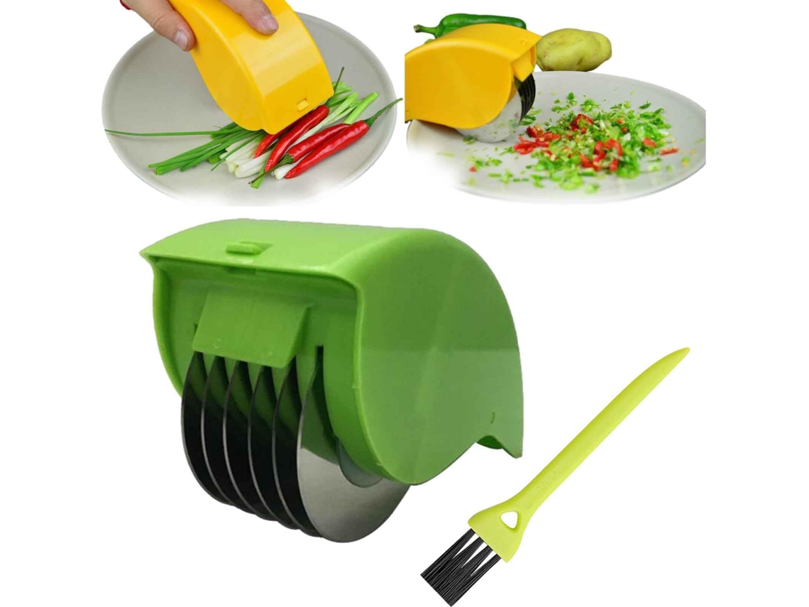 Picadora de perejil manual MDUG con 6 cuchillas extraíbles de acero inoxidable (verde, 1 unidad)