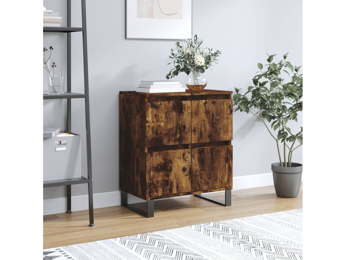 Aparador Madera Contrachapada Color Roble Ahumado 60x35x70 Cm