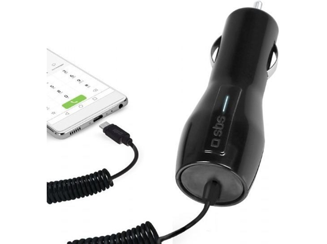 Cargador de coche SBS Tipo C Negro