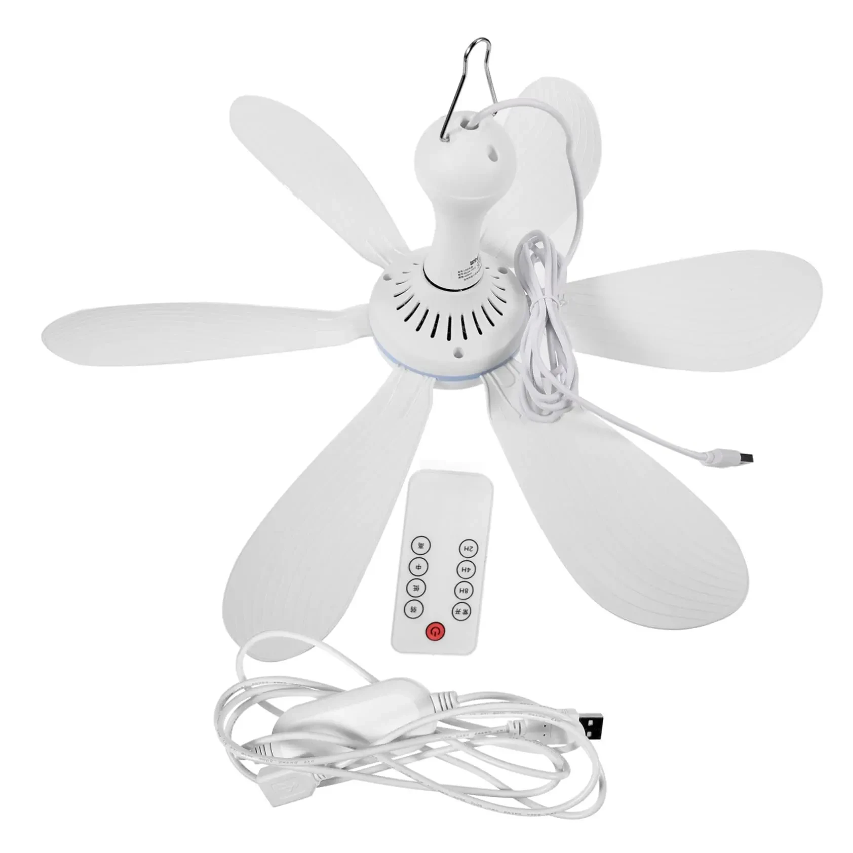 Ventilador De Techo Usb (con Control Remoto), 5 V Cc, Ventilador Circulador De Aire Con 6 Aspas Desmontables, Ventilador De Techo Portátil.