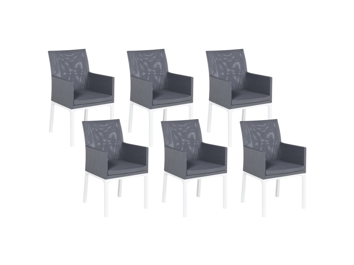 Conjunto de 6 sillas BELIANI Bacoli de Poliéster Gris 52x62x91