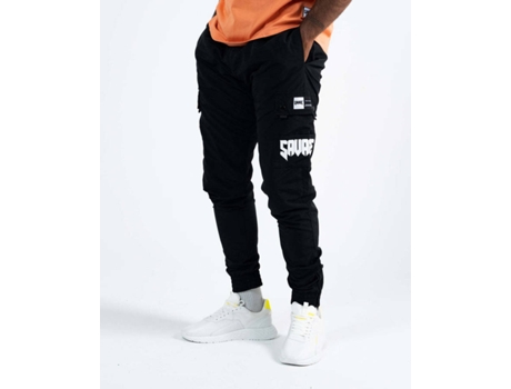 Pantalones Básicos SAVAGE Crew Algodón Hombre (S - Negro)