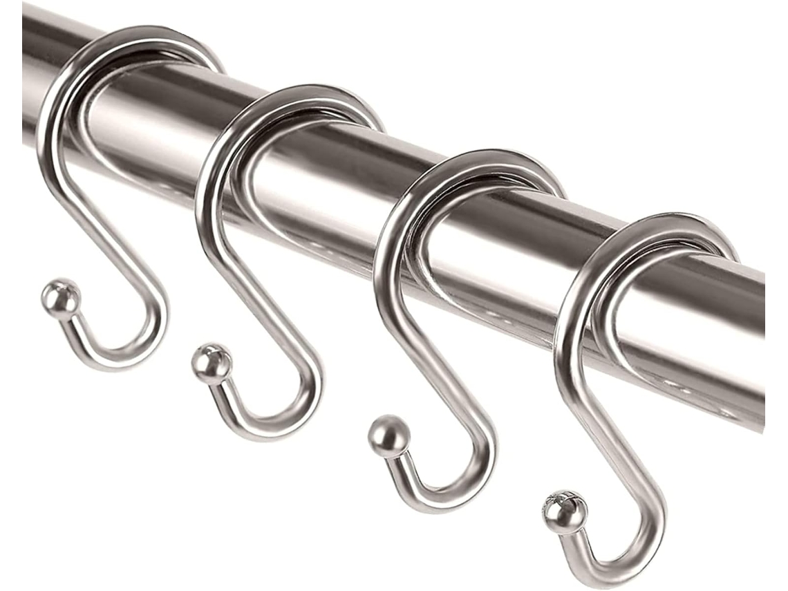Juego de 12 ganchos metálicos en forma de S resistentes a la corrosión para cortinas de ducha y utensilios de cocina - Vayotoy