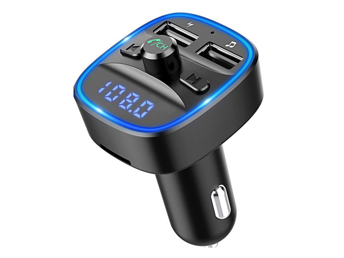 Transmisor FM Bluetooth para coche, adaptador de Radio, transmisor Bluetooth  para coche, sistema manos libres, 2 puertos Usb, compatible con tarjeta S