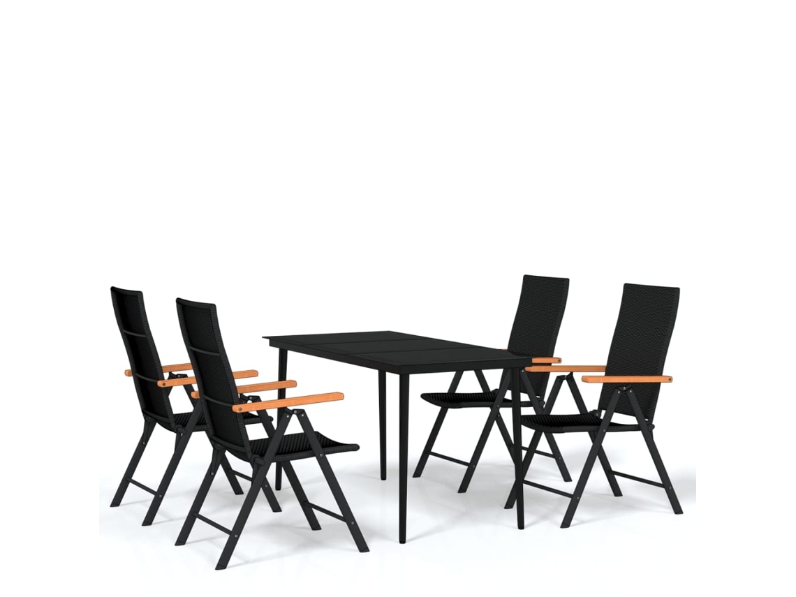 vidaXL Juego de comedor de jardín 5 piezas negro