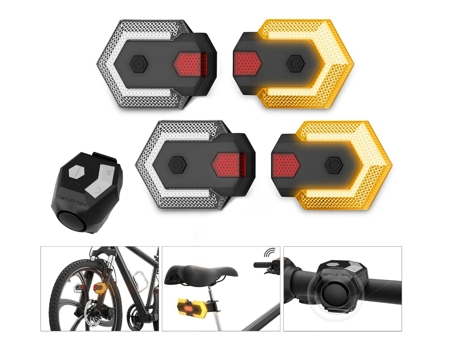 Luz trasera para bicicleta, señales de giro para bicicleta recargables por USB delanteras y traseras, bocina para bicicleta de 120 DB, luz trasera ...