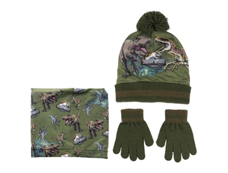 Set De Invierno Braga Para Cuello Gorro Guantes JURASSIC WORLD Infantil