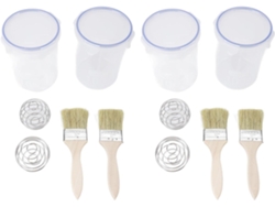 Juego De Recipientes De Pintura Transparentes Herméticos De 1000 Ml Con Bola Mezcladora Y Pincel.