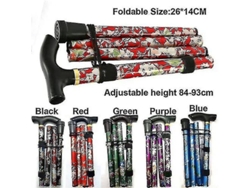Bastón plegable ajustable de aluminio con diseño floral para senderismo y acampada: ayuda de movilidad duradera
