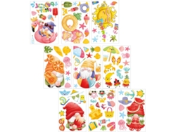 Pegatinas Ventanas Decoración Verano Diseños Gnomos Pvc 9 Hojas Adecuadas Escaparates Fiestas