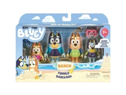 Bluey La Familia en la Playa, Universo Miniatura, Juguetes de Alce, Edades 3+ (4 Figuras)