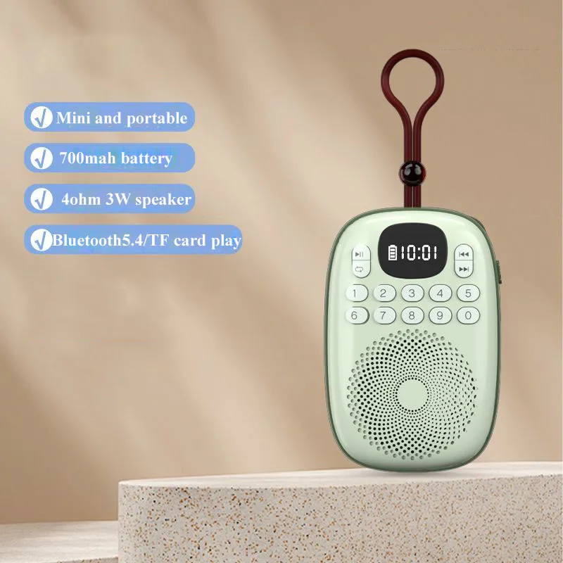 Mini Radio Fm Digital (verde) - Pantalla Led - Altavoz Bluetooth 5.4 - Compatible Con Tarjeta Tf - Recargable