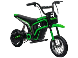 Bicicleta eléctrica de motocross para niños, motor de 350 W, batería de 12 V, velocidad de 8 a 16 km/h, neumáticos inflables de 12 pulgadas, color verde.