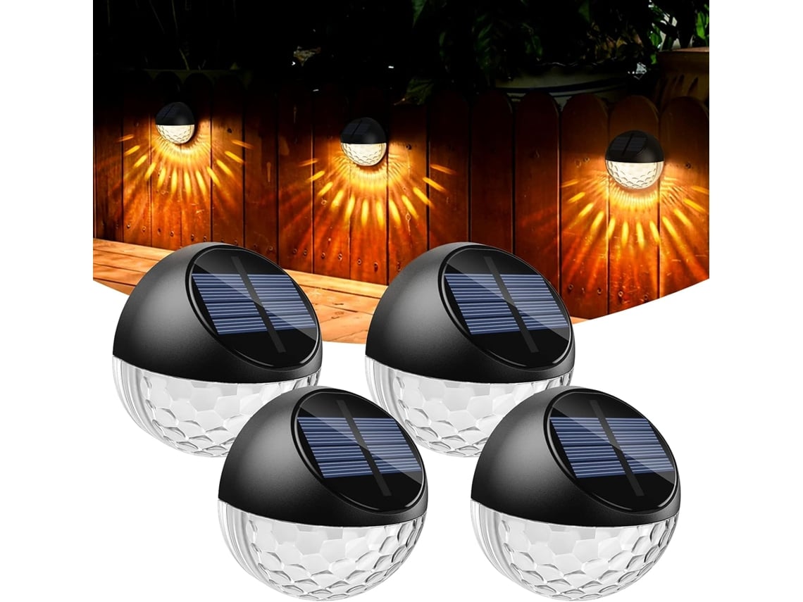 Luz Solar Lote 4 Led Luzes Solar Arandela Parede Exterior Ip65 À Prova D'água Iluminação Parede Decorativa Luz Branco Quente, Luz Cerca Parede Terraç