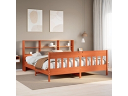 Cama Sin Colchón Madera Maciza De Pino Marrón Cera 200x200 Cm