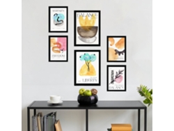NACNIC Set De 6 Posters Abstractos Equilibrio Láminas Con Estética Exposición De Arte Ilustraciones A Todo Color Para  Tamaños A3 & A4 Marcos Negros
