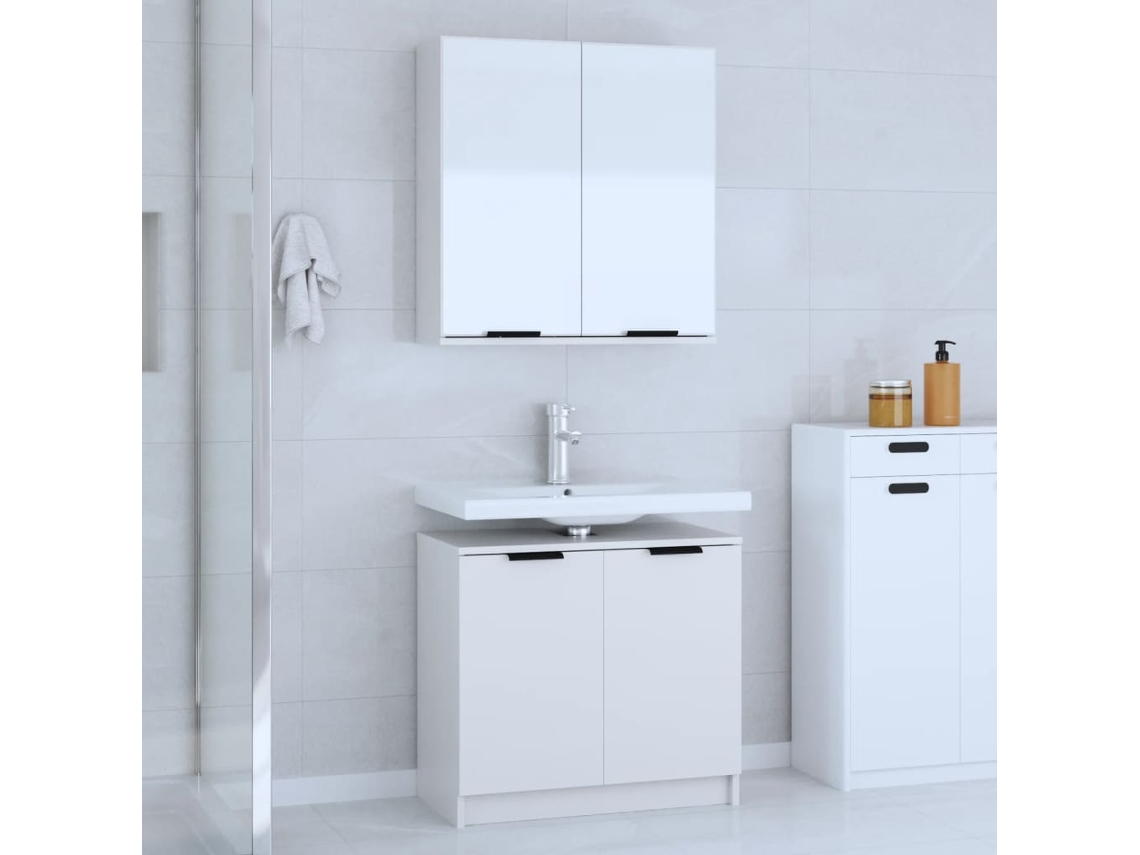 Conj. 2 armarios de baño de madera procesada, color blanco, Lovely Home